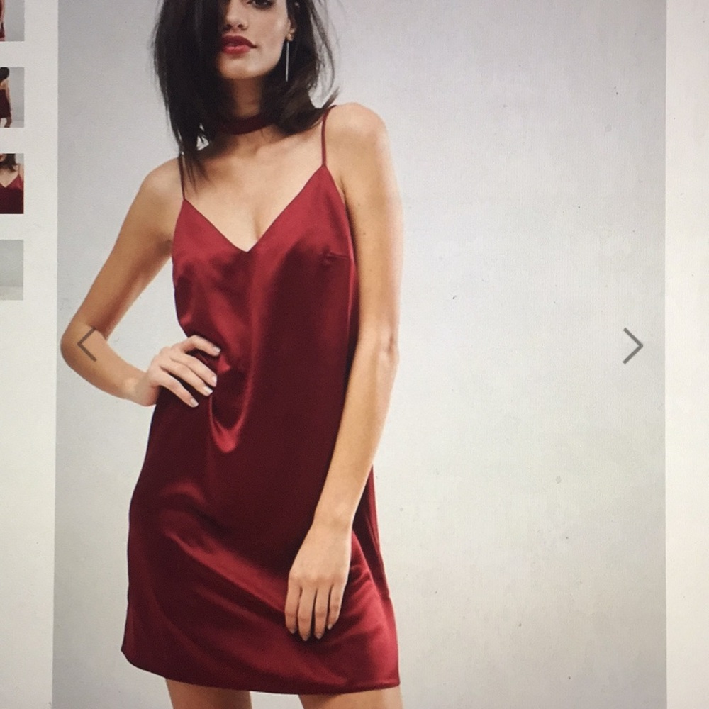 Lipsy London Satin Slip Red Dress w/choker
